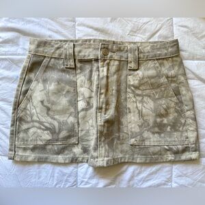 Neutral Tie-Dye Utility Mini Skirt in Beige